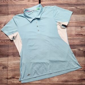 5/$15 Adidas Light Blue White Golf Polo Shirt